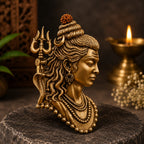 Lord Shiva Trishul Antique Gold Brooch for Men