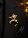 Royal Lion Antique Gold Statement Brooch for Men