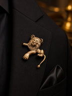 Royal Lion Antique Gold Statement Brooch for Men