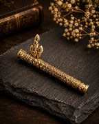 Ethnic Flute Shaped Antique Gold Brooch for Men
