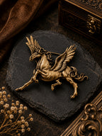 Royal Pegasus Horse Antique Gold Brass Brooch for Men