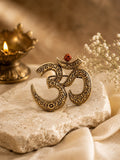 Sacred Om Rudraksha Antique Gold Brooch for Men