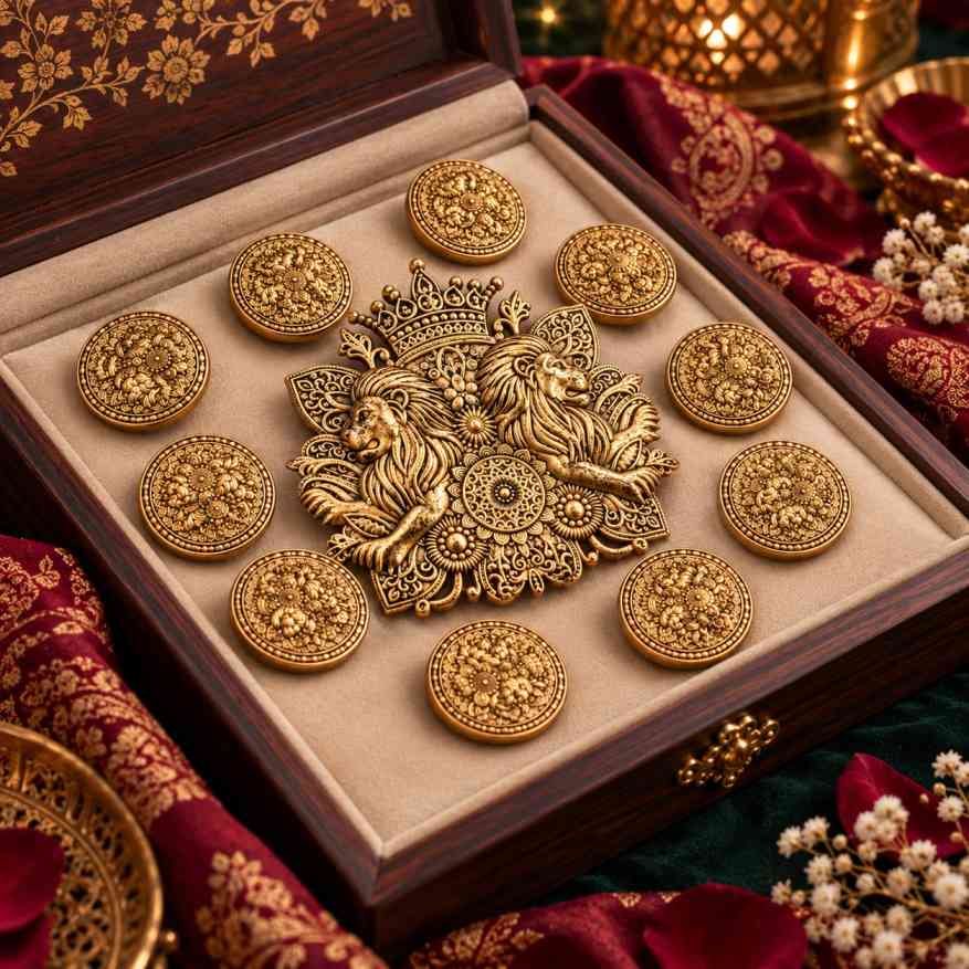 Royal Twin Lion Crown Brooch with 10 Free Matching Buttons