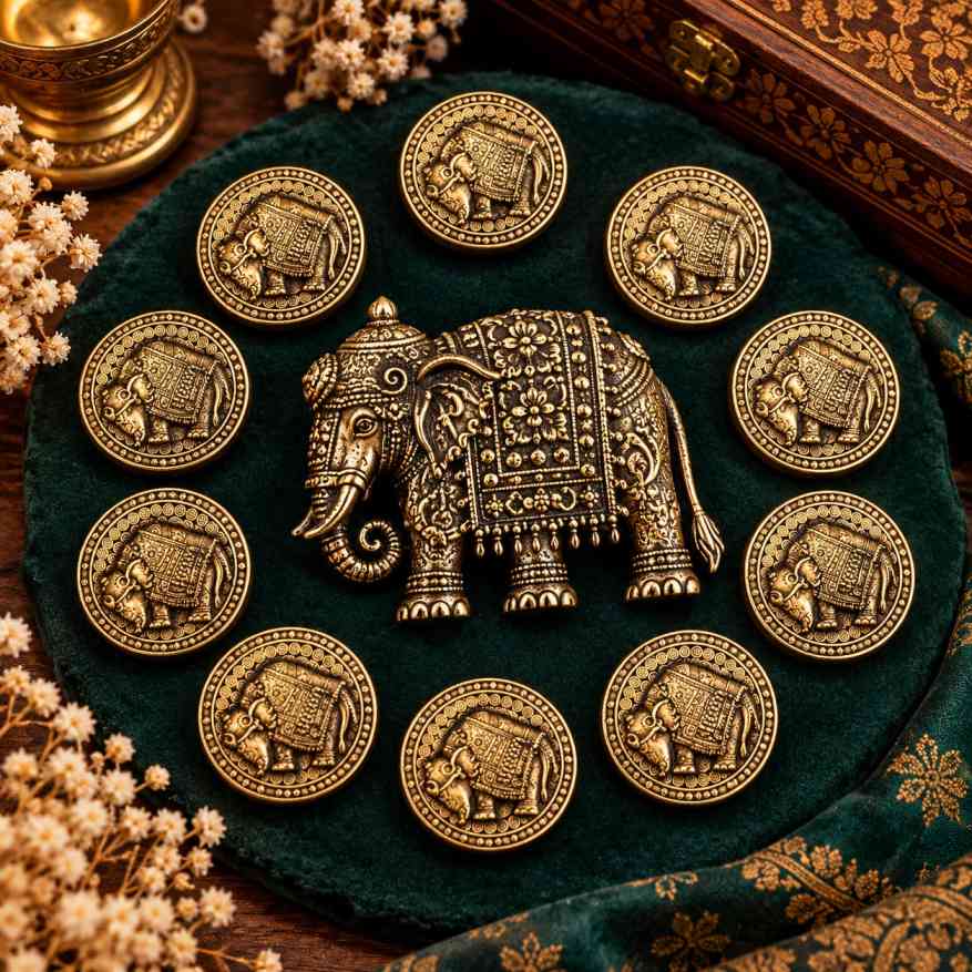 Royal Elephant Brooch with 10 Free Matching Buttons