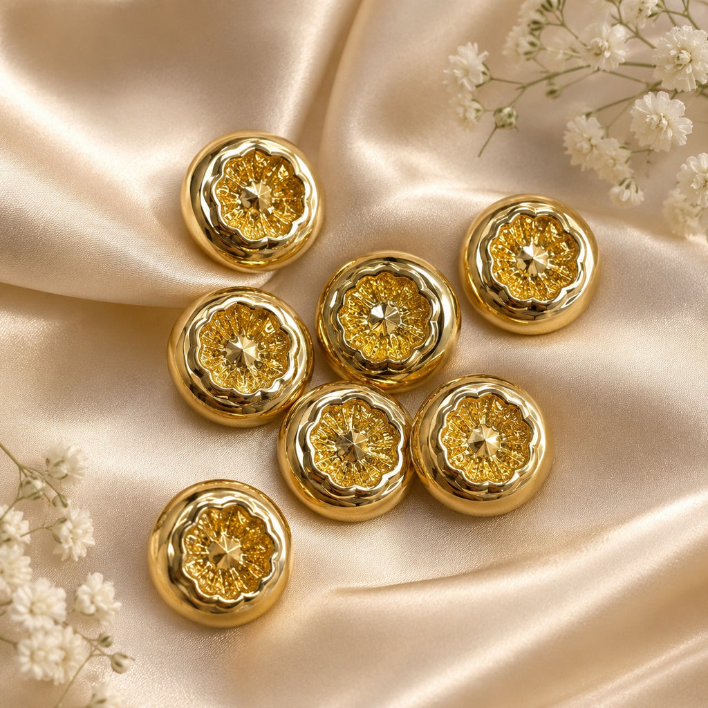 Pack of 10 Golden Bloom Heritage Kurta Buttons