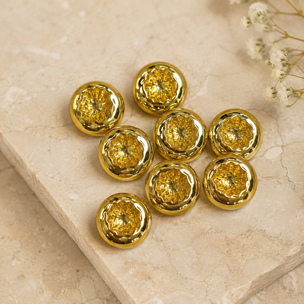 Pack of 10 Golden Bloom Heritage Kurta Buttons