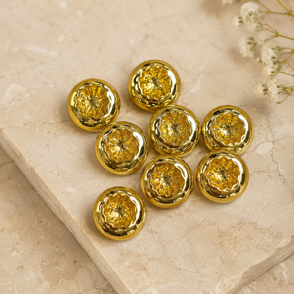 Pack of 10 Golden Bloom Heritage Kurta Buttons