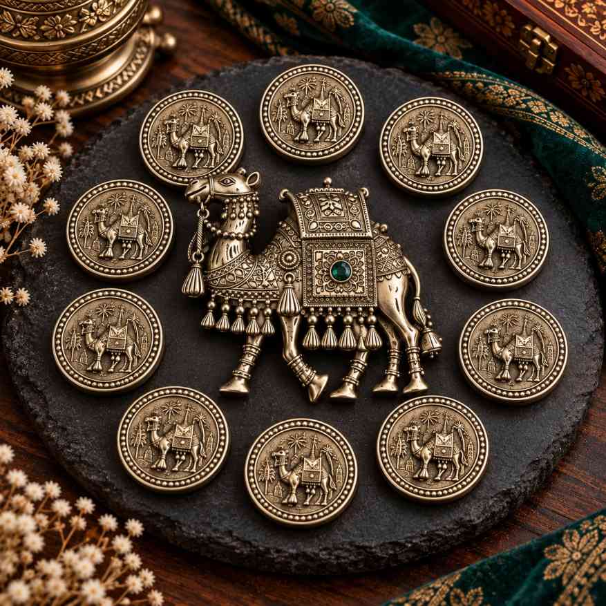 Royal Camel Brooch with 10 Free Matching Buttons