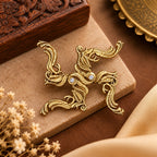 Swastik Gold Brooch with Stone Detailing for Men