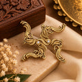 Swastik Gold Brooch with Stone Detailing for Men