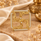 Swastik Square Brooch with Stone Border