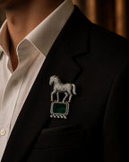 Imperial Stallion Emerald Brooch for Men