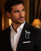 Imperial Stallion Emerald Brooch for Men