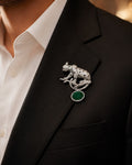Emerald Branch Panther Brooch for Men
