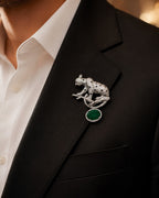 Emerald Branch Panther Brooch for Men