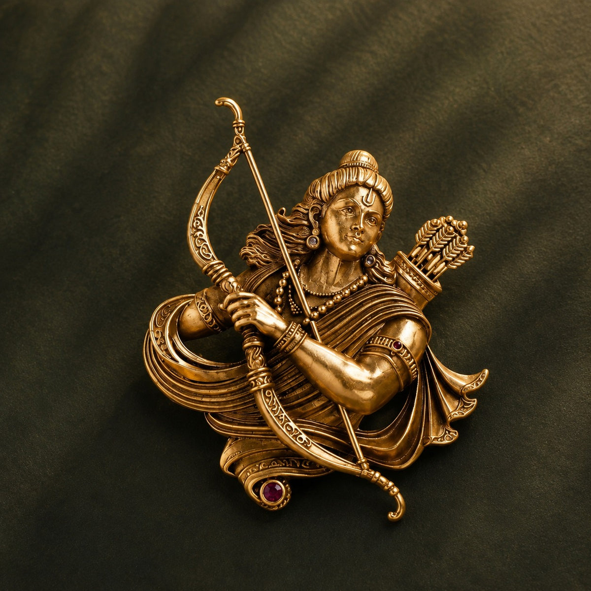 Antique Gold Shri Ram Archer Brooch for Men