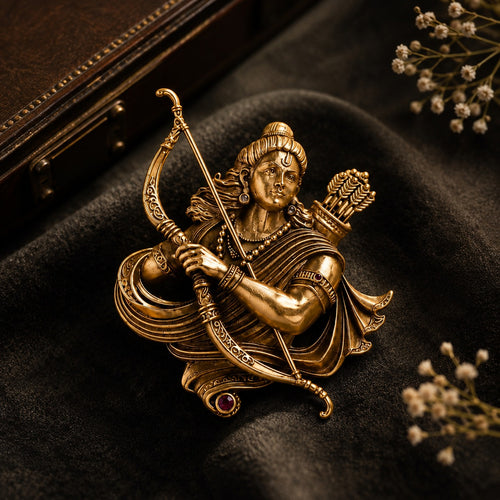 Antique Gold Shri Ram Archer Brooch for Men