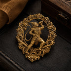 Veer Hanuman Antique Gold Brooch for Men