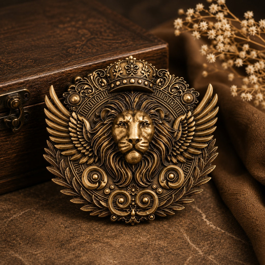 Regal Lion Crest Brooch for Men