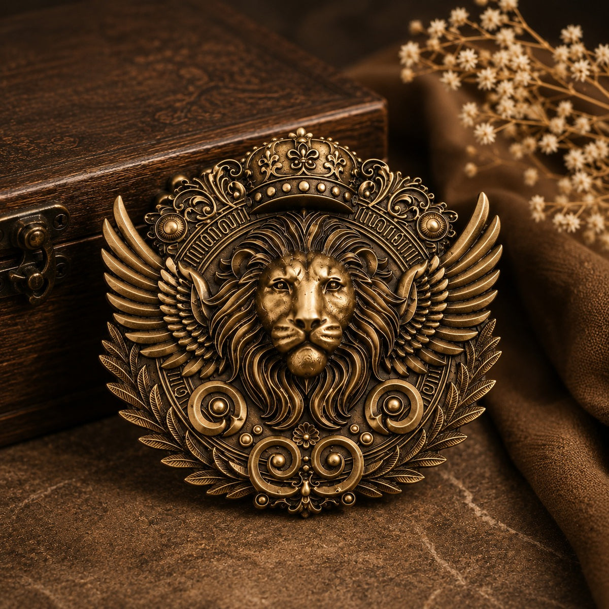 Regal Lion Crest Brooch for Men