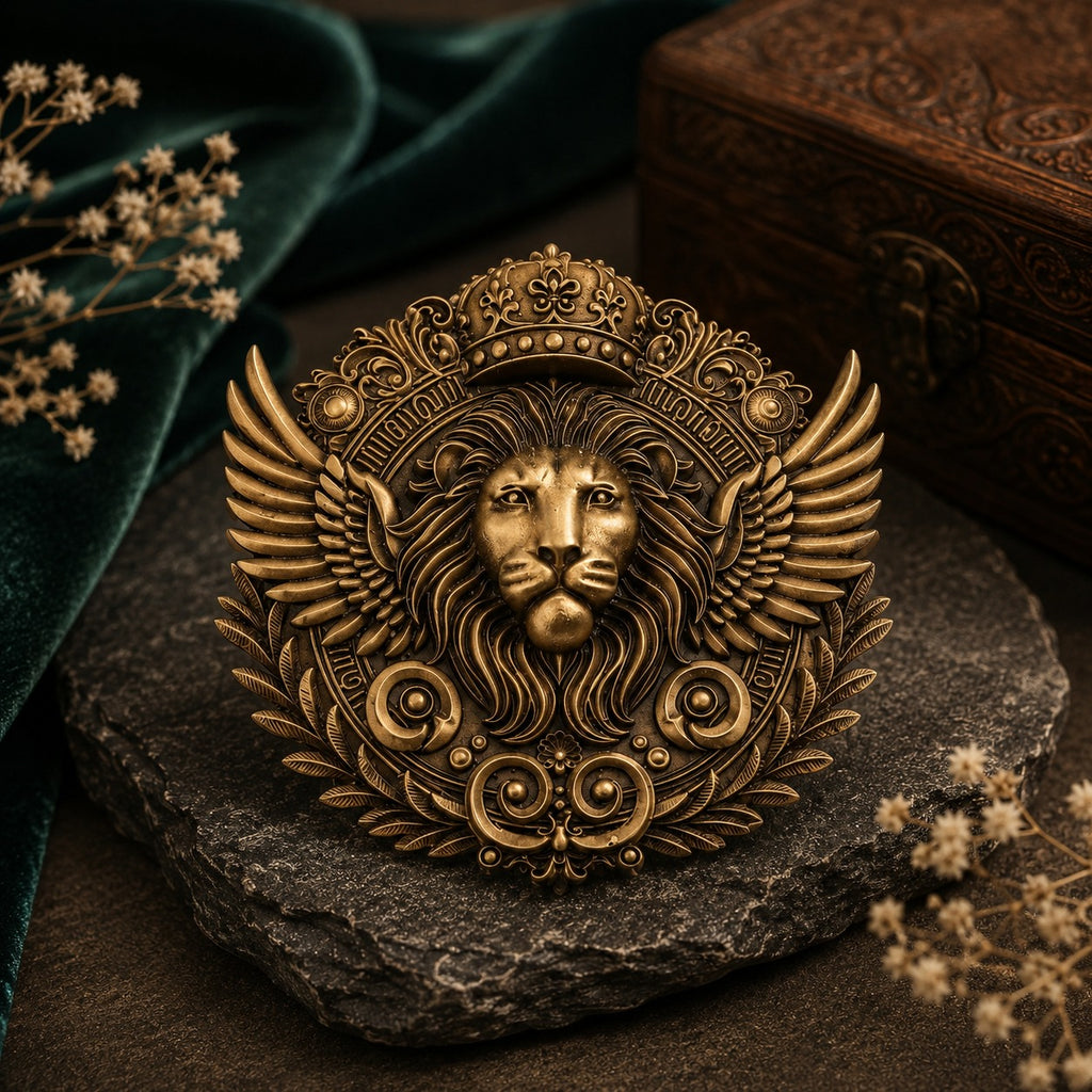 Regal Lion Crest Brooch for Men