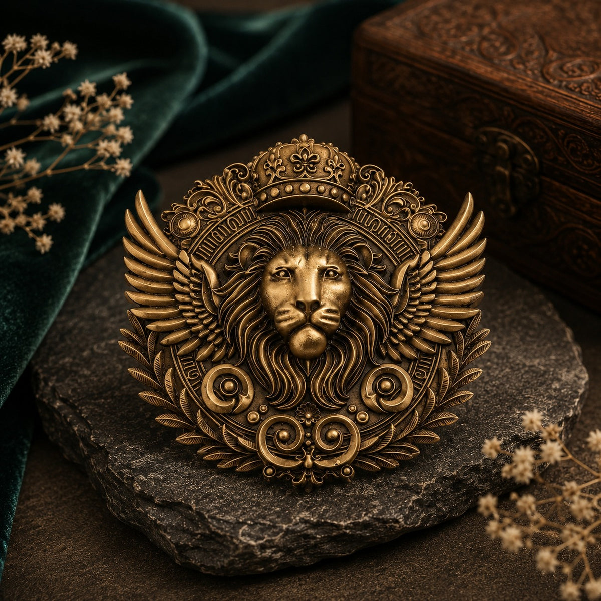 Regal Lion Crest Brooch for Men