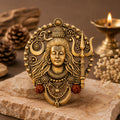 Mahadev Face Antique Gold Brass Brooch for Men