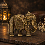 Royal Elephant Antique Gold Brass Brooch for Men