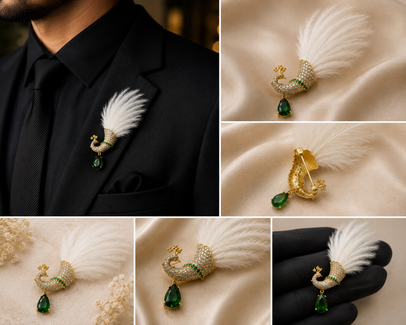 Luxury Peacock Feather Brooch