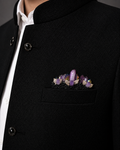Luxury Purple Crystal Pocket Boutonniere for Men's Bandhgala, Blazer & Tuxedo