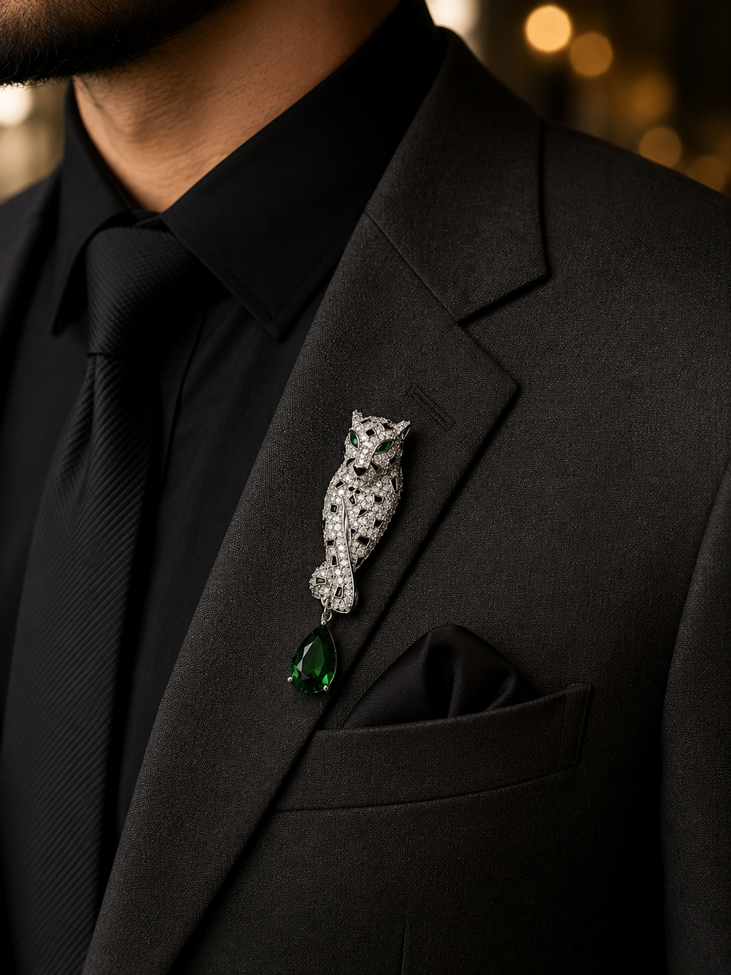 Luxury Silver Leopard Brooch