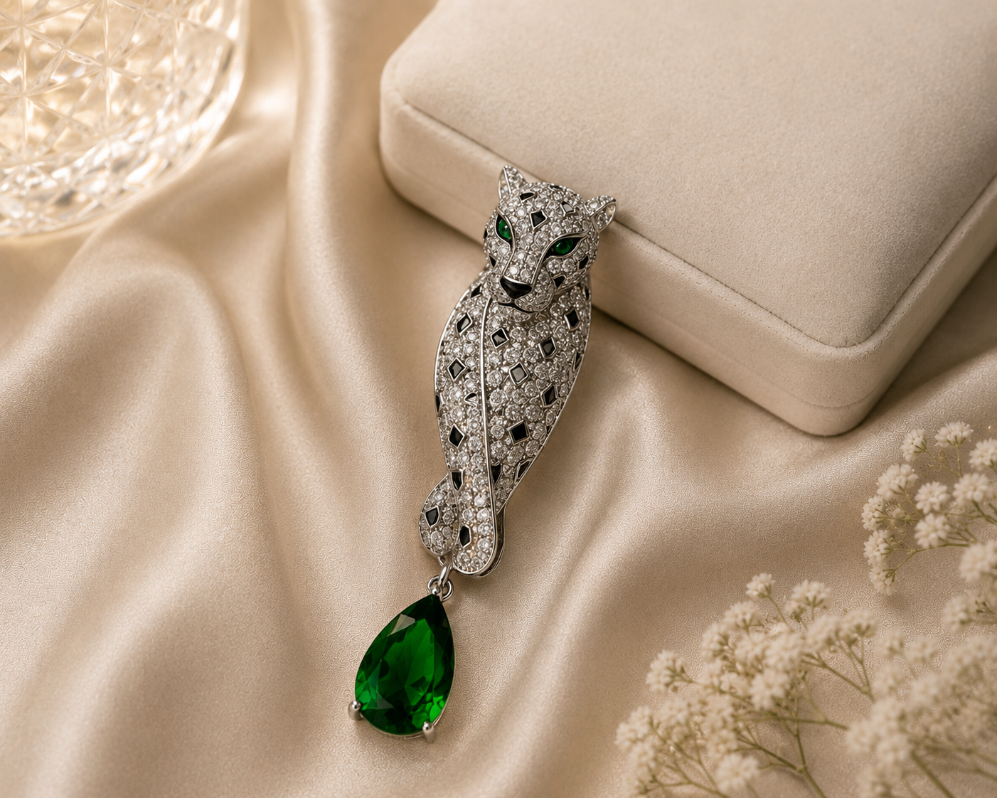 Luxury Silver Leopard Brooch